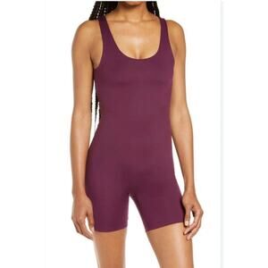 Girlfriend Collective Plum Bike Unitard Sz S Built In Bra Scoop Neck